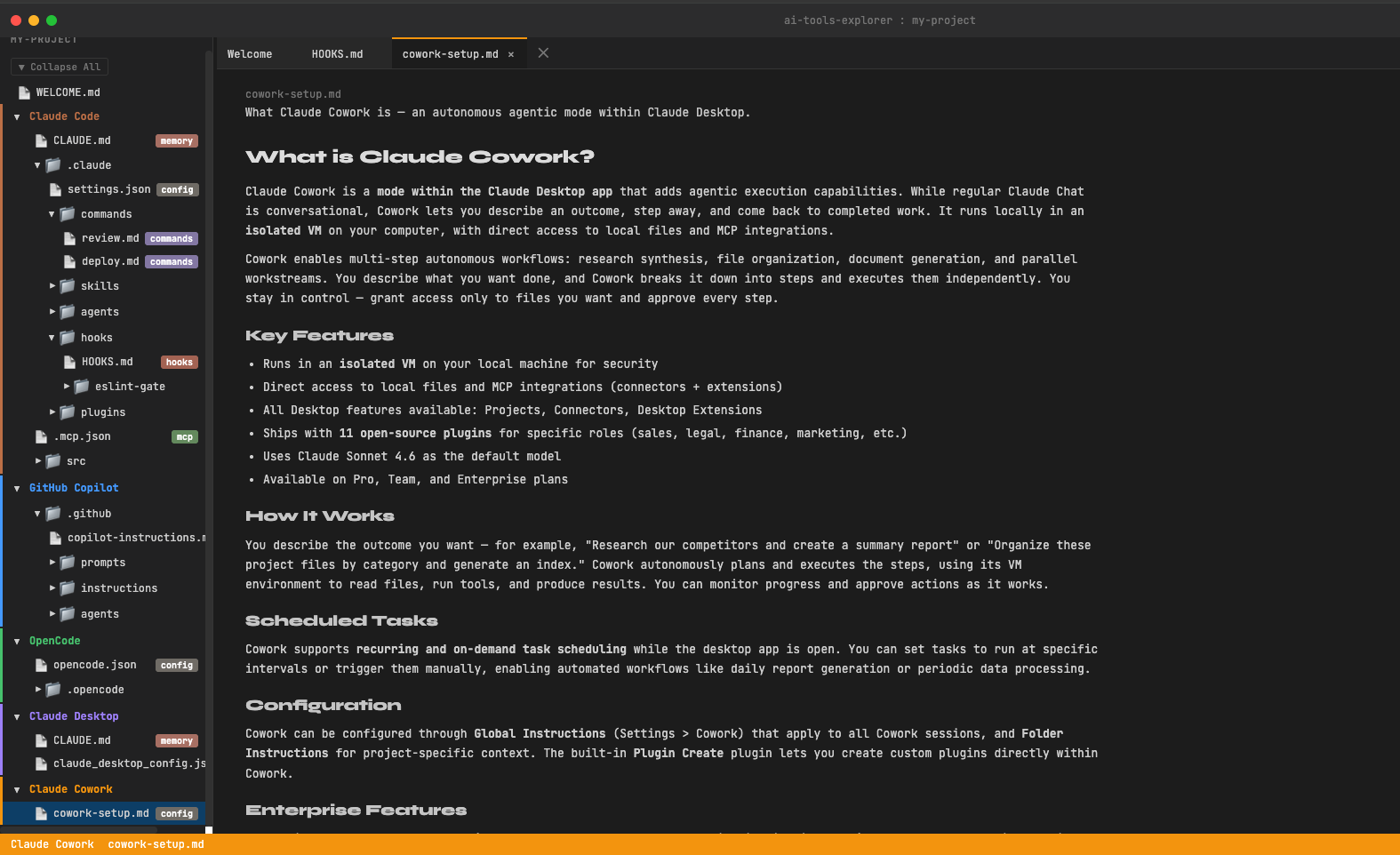 Rendered code-review SKILL.md example showing YAML frontmatter, allowed tools, a PostToolUse hook and the start of the skill instructions